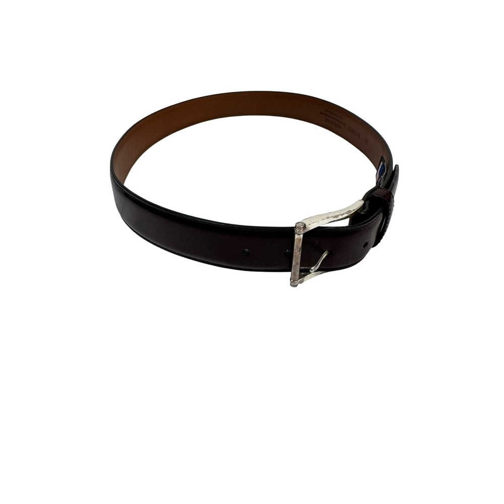 Brighton Prescott Mens Leather Belt Dark Brown Burgundy Silver Buckle 36 M10637